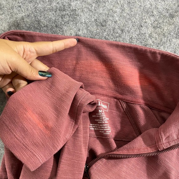 LL Bean Womens Jacket Medium Maroon Red Full Zip Long Sleeve Knit - Picture 8 of 9